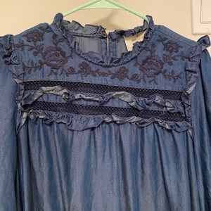 Kate Spade embroidered indigo denim dress